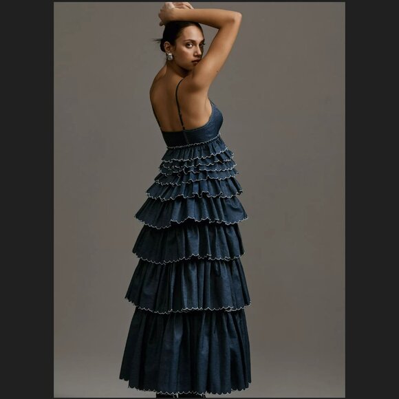 Anthropologie Denim Blue Maxi Dress - Picture 2 of 10